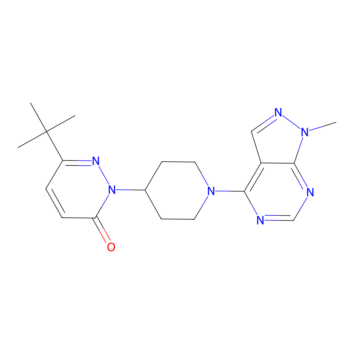 6-tert-butyl-2-(1-{1-methyl-1H-pyrazolo[3,4-d]pyrimidin-4-yl}piperidin-4-yl)-2,3-dihydropyridazin-3-one molecular structure, CAS 2310152-40-8