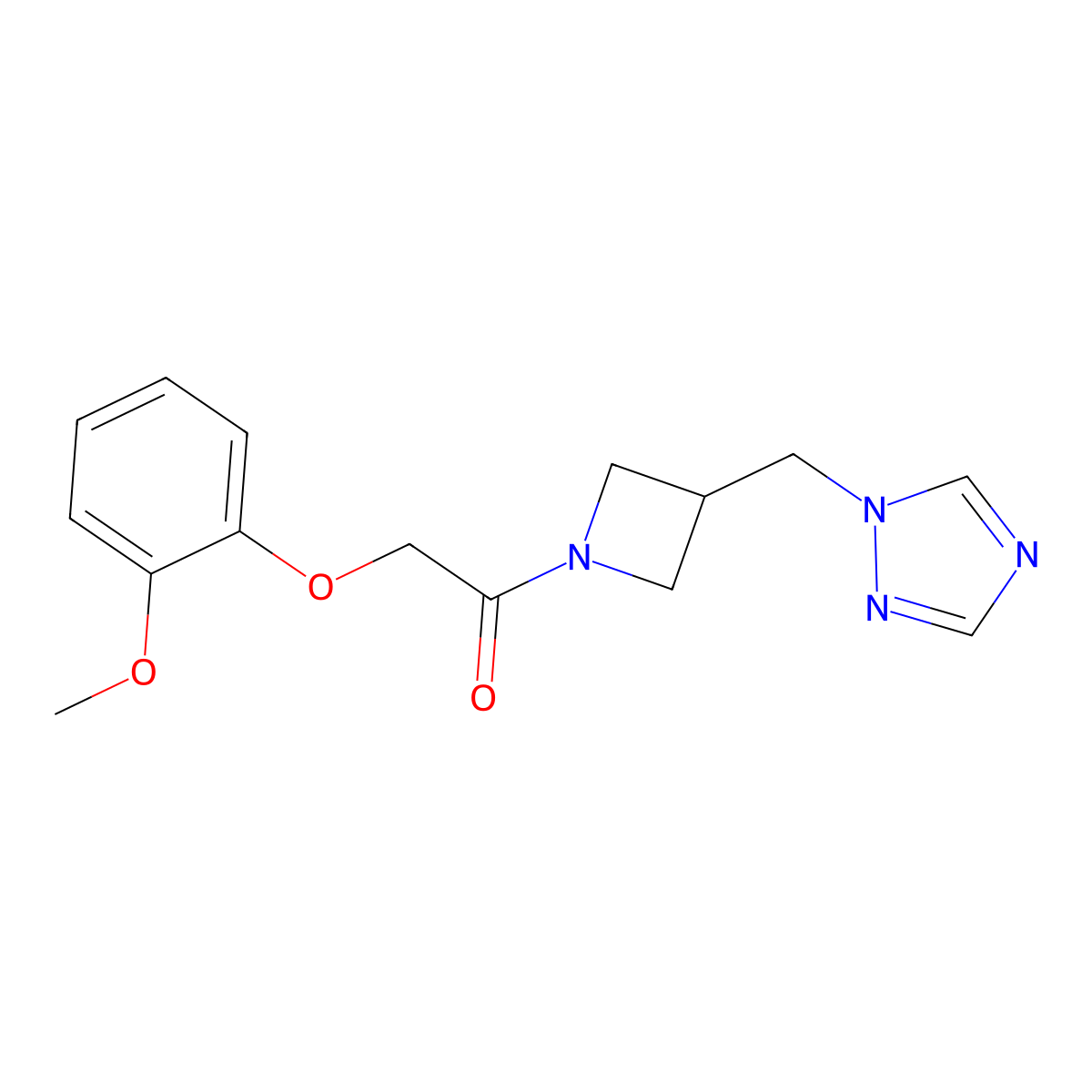 2-(2-methoxyphenoxy)-1-{3-[(1H-1,2,4-triazol-1-yl)methyl]azetidin-1-yl}ethan-1-one molecular structure, CAS 2310152-48-6