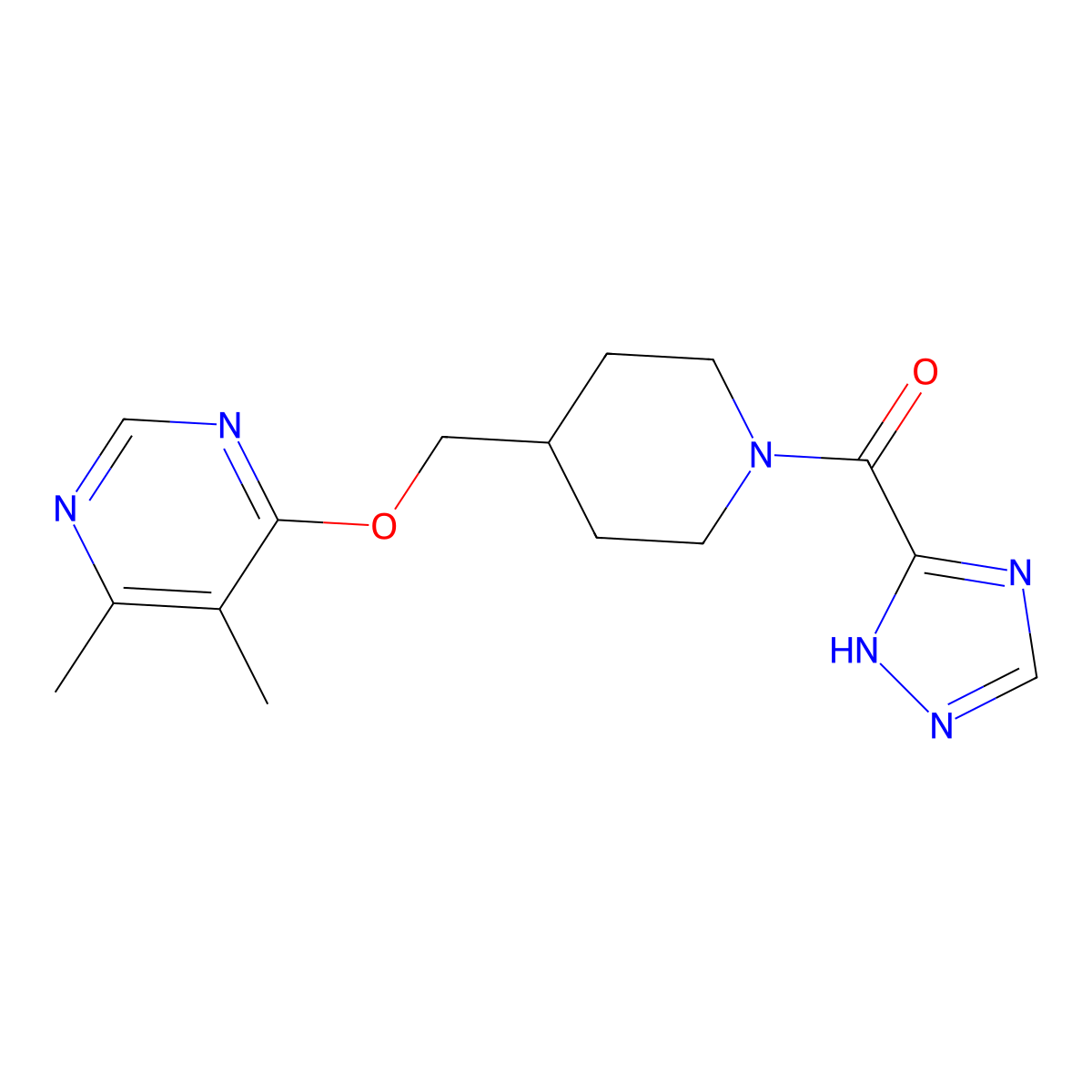 4,5-dimethyl-6-{[1-(1H-1,2,4-triazole-3-carbonyl)piperidin-4-yl]methoxy}pyrimidine molecular structure, CAS 2310152-73-7