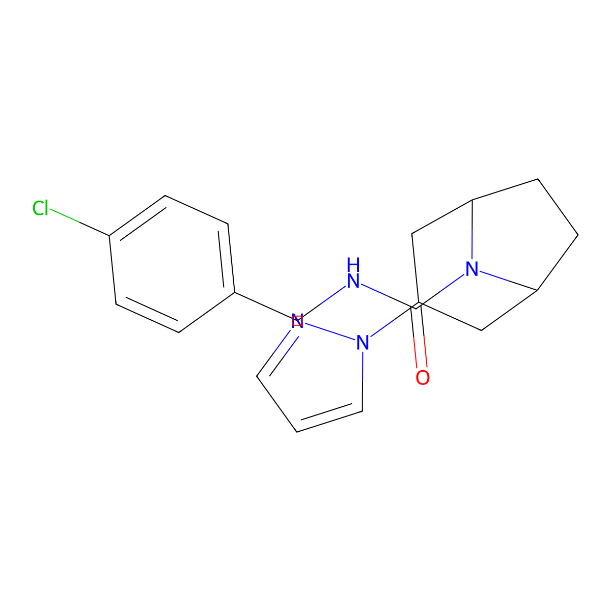 (1R,5S)-N-(4-chlorobenzyl)-3-(1H-pyrazol-1-yl)-8-azabicyclo[3.2.1]octane-8-carboxamide molecular structure, CAS 2310152-85-1