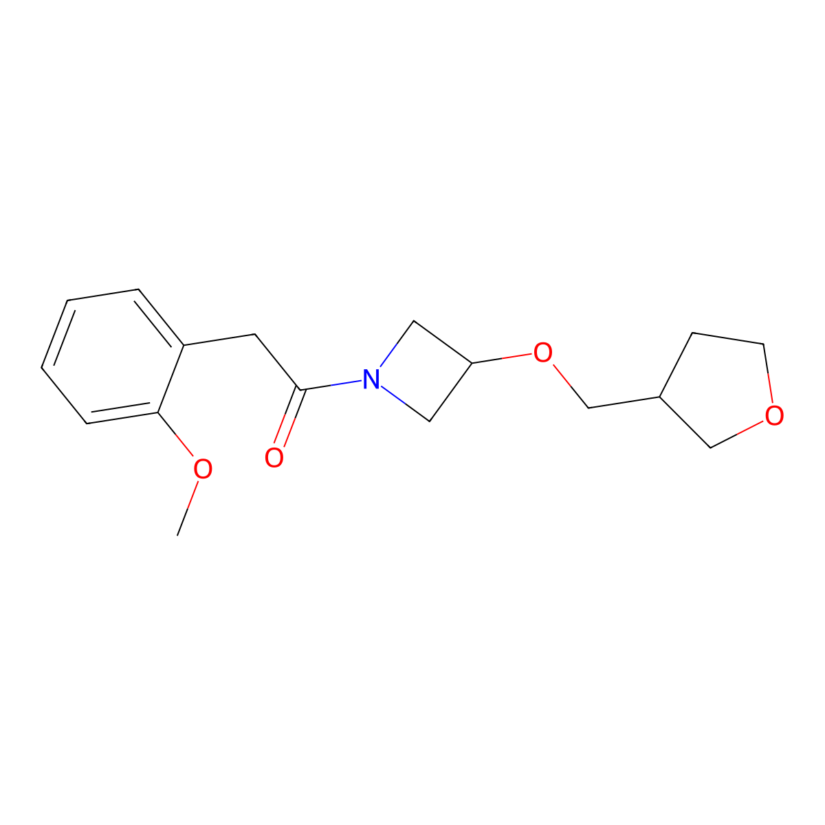 2-(2-Methoxyphenyl)-1-{3-[(oxolan-3-yl)methoxy]azetidin-1-yl}ethan-1-one molecular structure, CAS 2310152-95-3