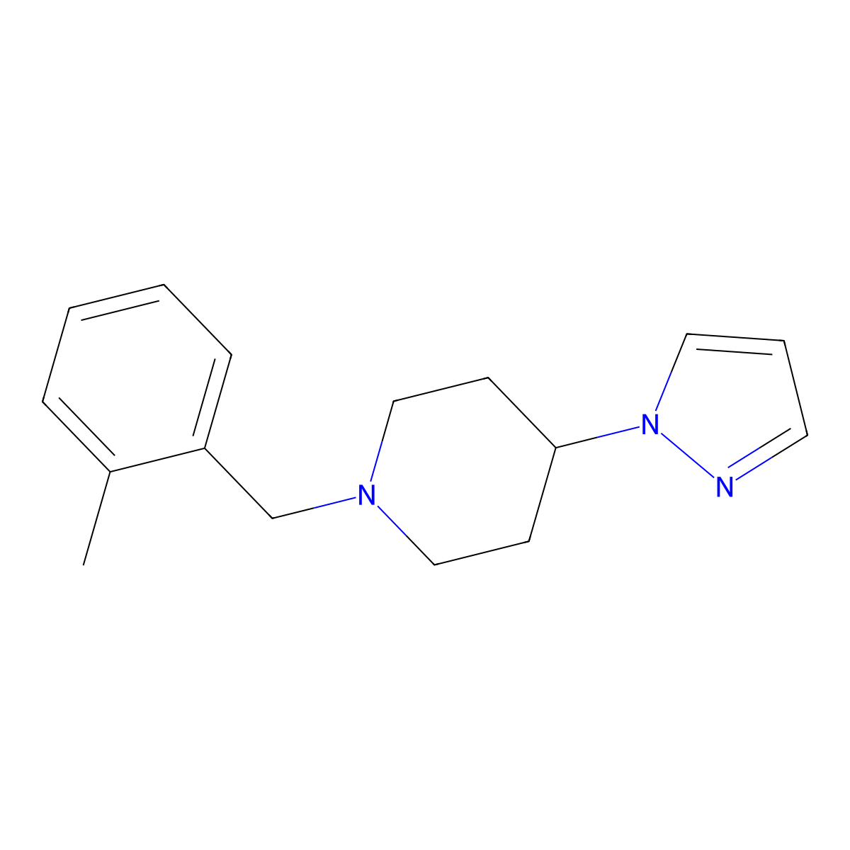 1-[(2-methylphenyl)methyl]-4-(1H-pyrazol-1-yl)piperidine molecular structure, CAS 2310153-04-7