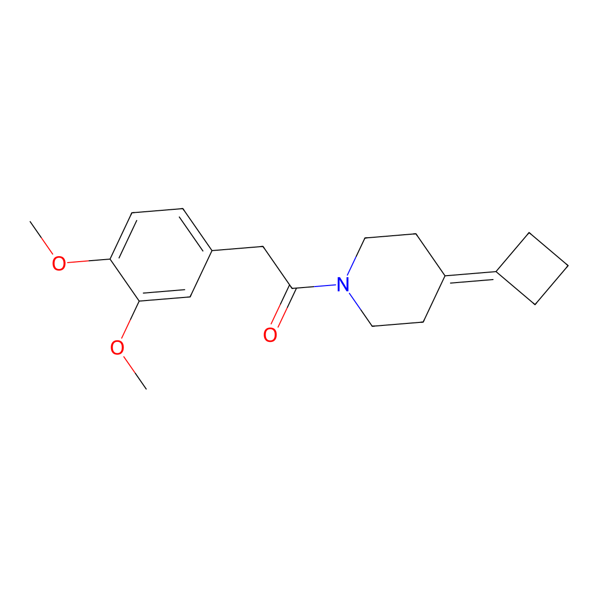 1-(4-Cyclobutylidenepiperidin-1-yl)-2-(3,4-dimethoxyphenyl)ethan-1-one molecular structure, CAS 2310153-13-8