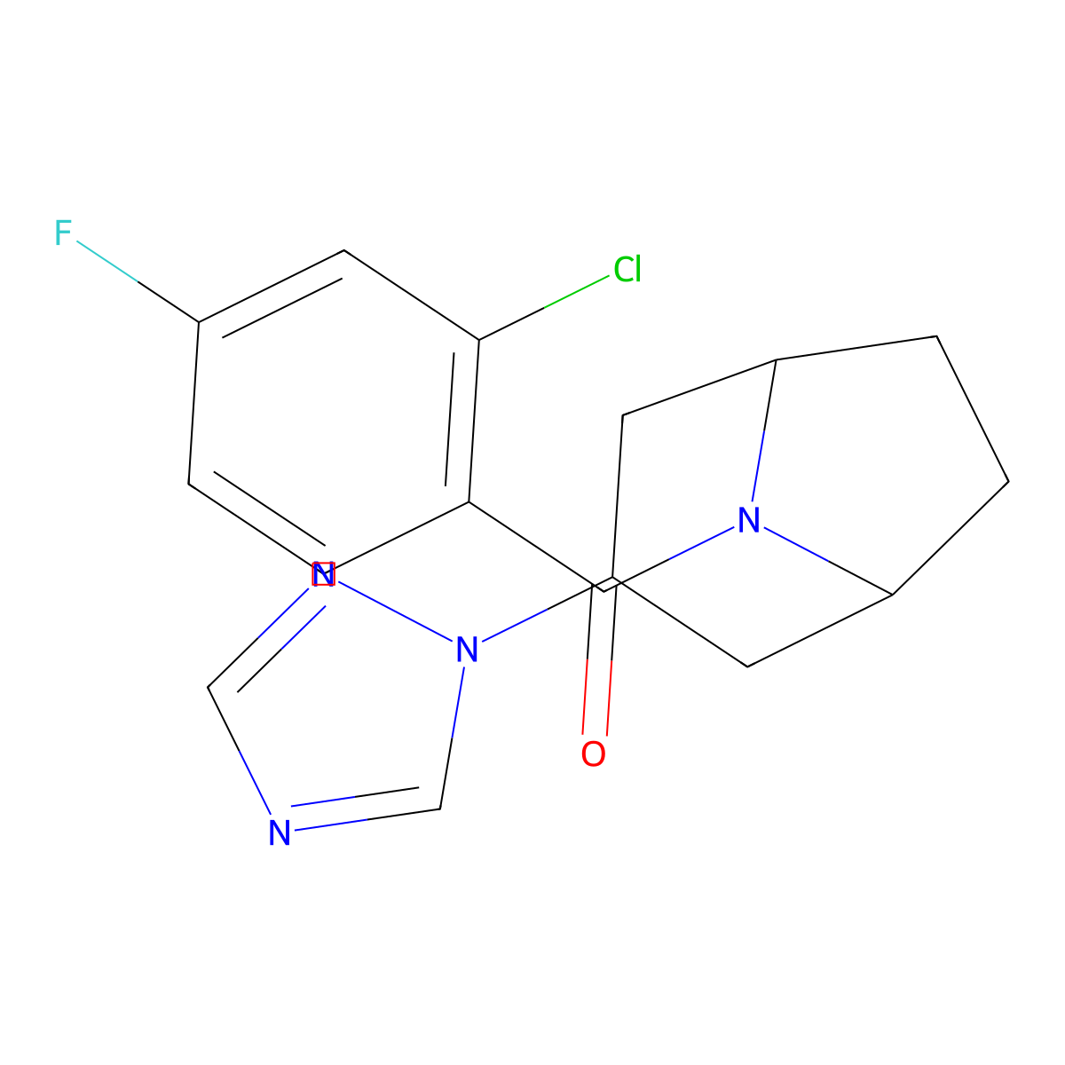 8-(2-chloro-4-fluorobenzoyl)-3-(1H-1,2,4-triazol-1-yl)-8-azabicyclo[3.2.1]octane molecular structure, CAS 2310153-17-2