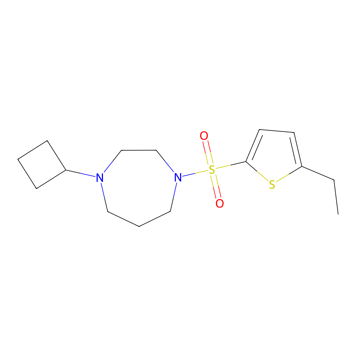 1-Cyclobutyl-4-((5-ethylthiophen-2-yl)sulfonyl)-1,4-diazepane molecular structure, CAS 2310153-24-1