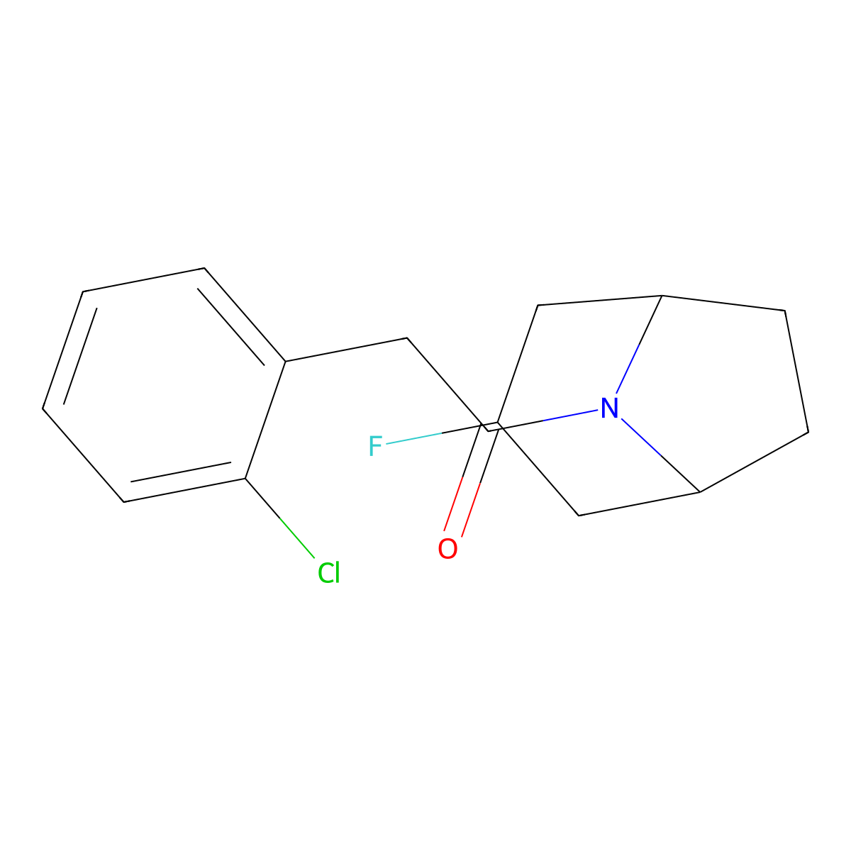 2-(2-Chlorophenyl)-1-{3-fluoro-8-azabicyclo[3.2.1]octan-8-yl}ethan-1-one molecular structure, CAS 2310153-42-3
