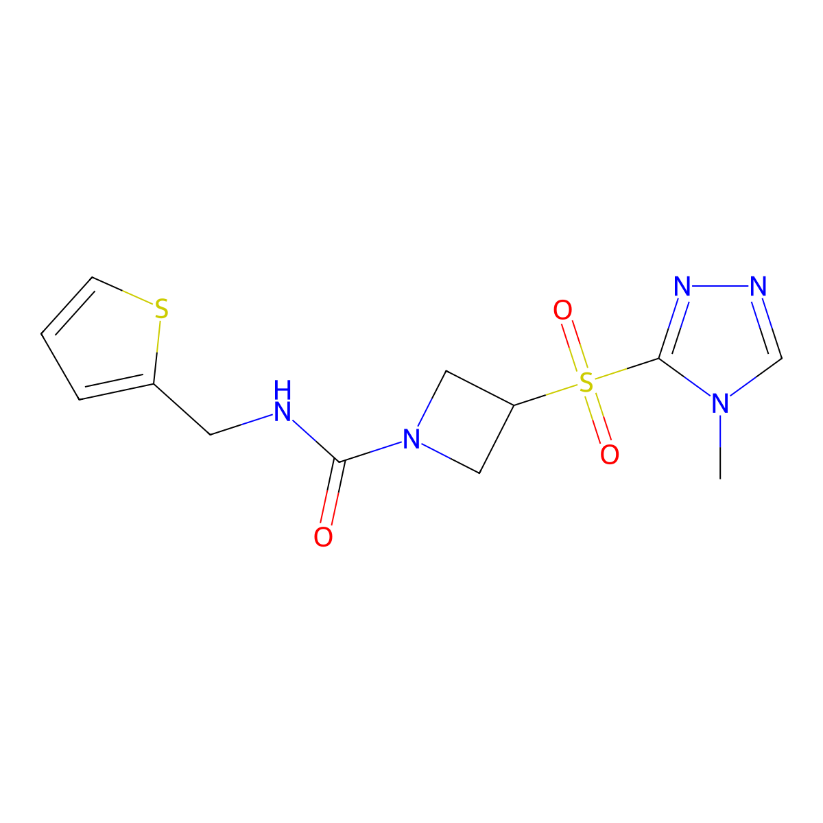 3-((4-methyl-4H-1,2,4-triazol-3-yl)sulfonyl)-N-(thiophen-2-ylmethyl)azetidine-1-carboxamide molecular structure, CAS 2310153-53-6