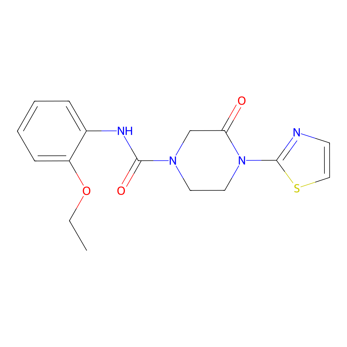 N-(2-ethoxyphenyl)-3-oxo-4-(1,3-thiazol-2-yl)piperazine-1-carboxamide molecular structure, CAS 2310153-64-9