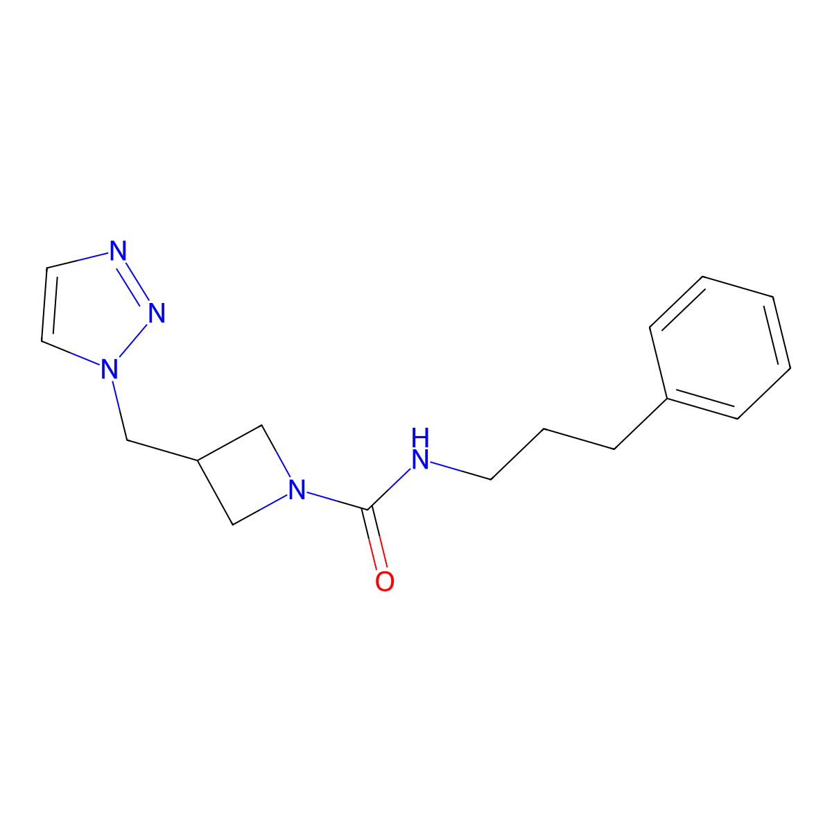 N-(3-phenylpropyl)-3-[(1H-1,2,3-triazol-1-yl)methyl]azetidine-1-carboxamide molecular structure, CAS 2310153-89-8