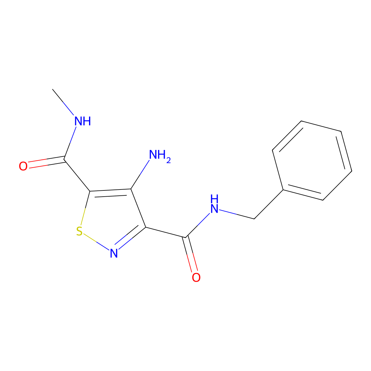 4-amino-N3-benzyl-N5-methyl-1,2-thiazole-3,5-dicarboxamide molecular structure, CAS 2310154-17-5