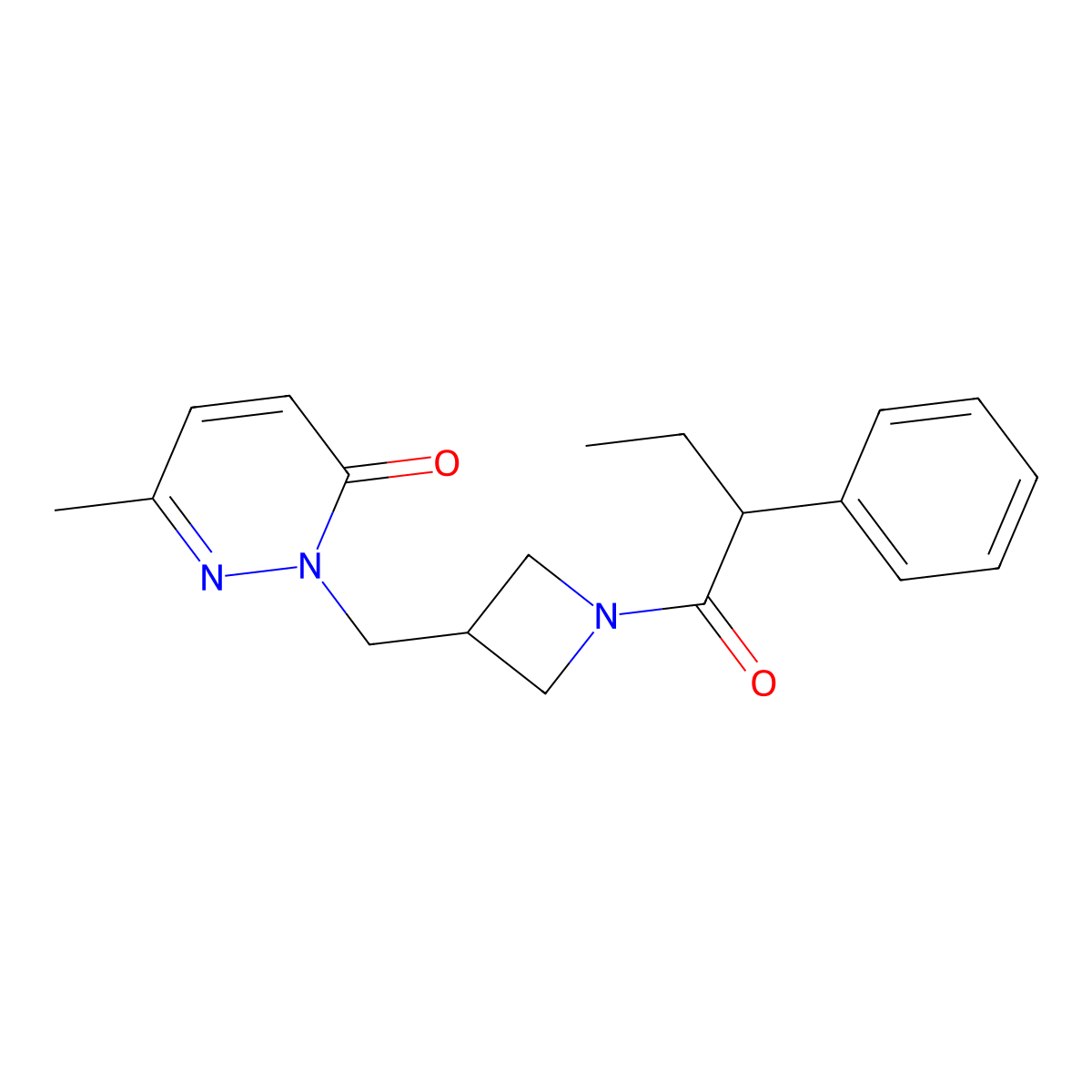 6-Methyl-2-{[1-(2-phenylbutanoyl)azetidin-3-yl]methyl}-2,3-dihydropyridazin-3-one molecular structure, CAS 2310154-26-6