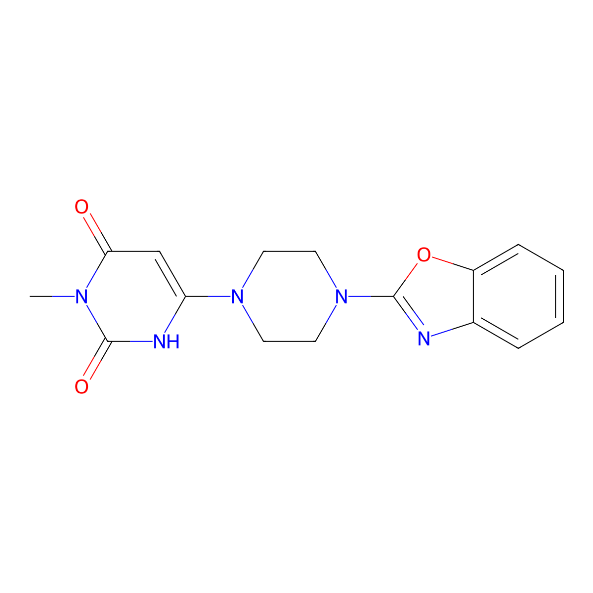 6-(4-(benzo[d]oxazol-2-yl)piperazin-1-yl)-3-methylpyrimidine-2,4(1H,3H)-dione molecular structure, CAS 2310154-30-2