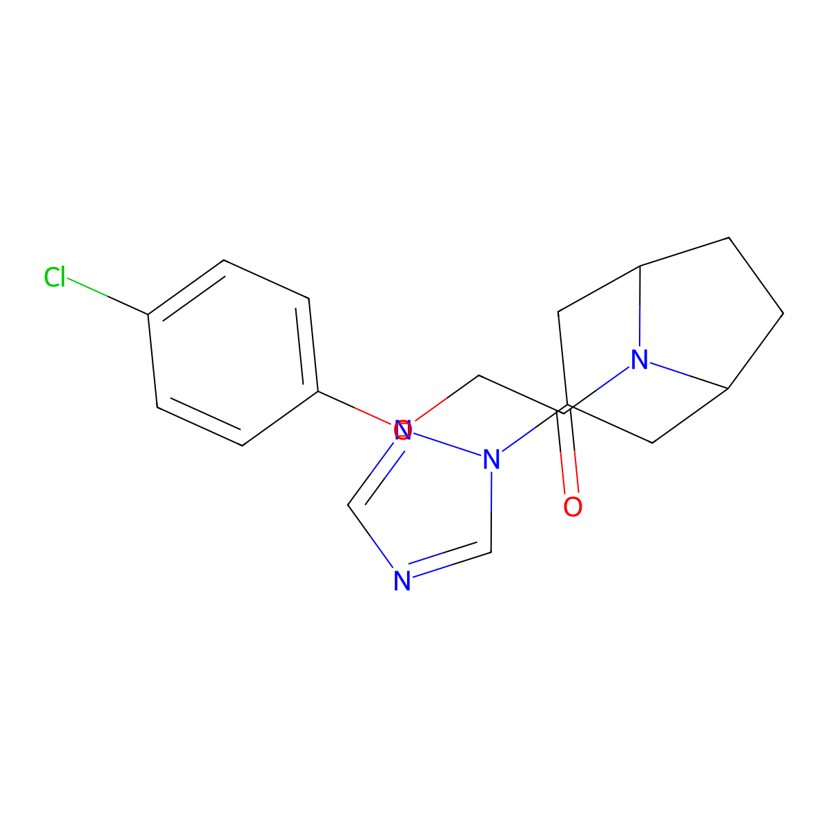 1-((1R,5S)-3-(1H-1,2,4-triazol-1-yl)-8-azabicyclo[3.2.1]octan-8-yl)-2-(4-chlorophenoxy)ethan-1-one molecular structure, CAS 2310154-48-2