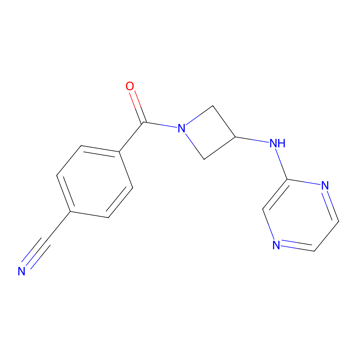 4-(3-(Pyrazin-2-ylamino)azetidine-1-carbonyl)benzonitrile molecular structure, CAS 2310154-66-4
