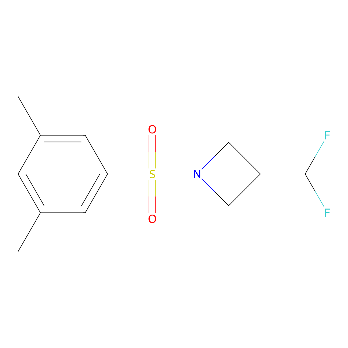 3-(Difluoromethyl)-1-((3,5-dimethylphenyl)sulfonyl)azetidine molecular structure, CAS 2310154-75-5