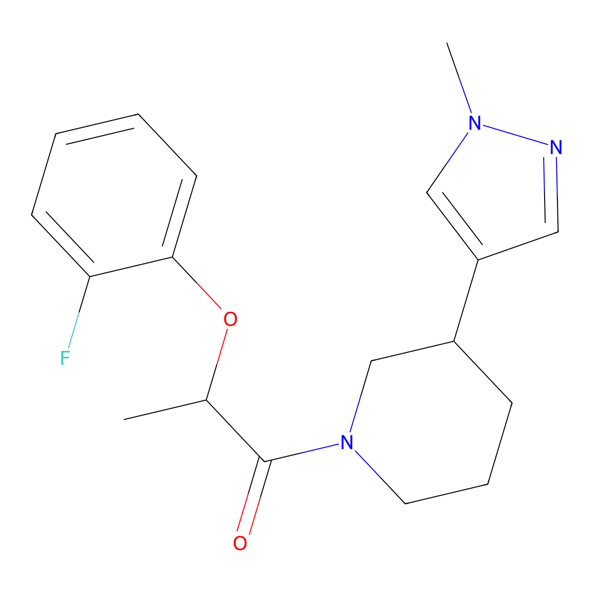 2-(2-fluorophenoxy)-1-[3-(1-methyl-1H-pyrazol-4-yl)piperidin-1-yl]propan-1-one molecular structure, CAS 2310154-89-1
