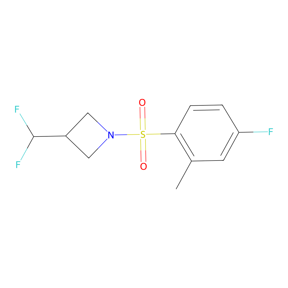 3-(Difluoromethyl)-1-((4-fluoro-2-methylphenyl)sulfonyl)azetidine molecular structure, CAS 2310155-00-9