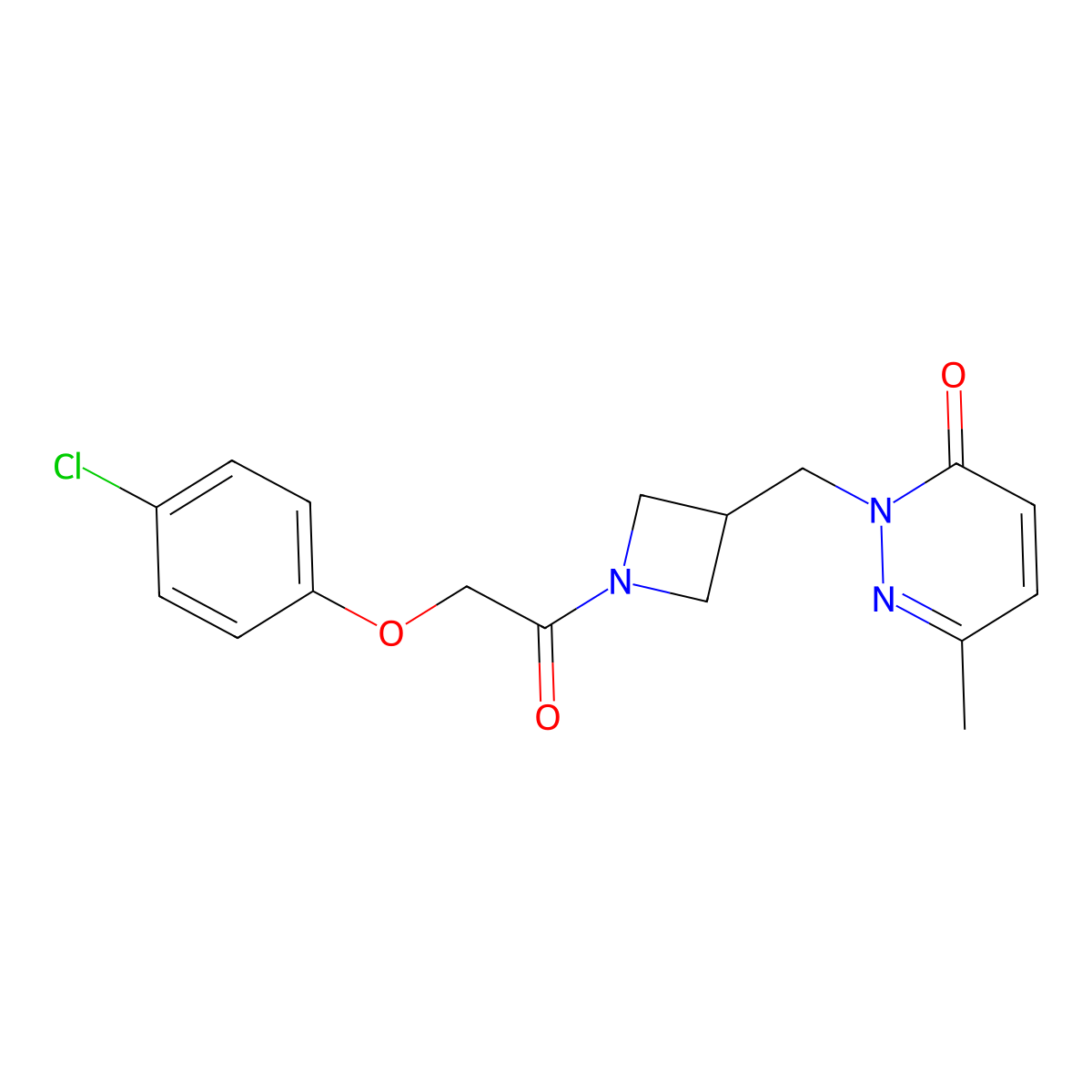 2-({1-[2-(4-Chlorophenoxy)acetyl]azetidin-3-yl}methyl)-6-methyl-2,3-dihydropyridazin-3-one molecular structure, CAS 2310155-09-8