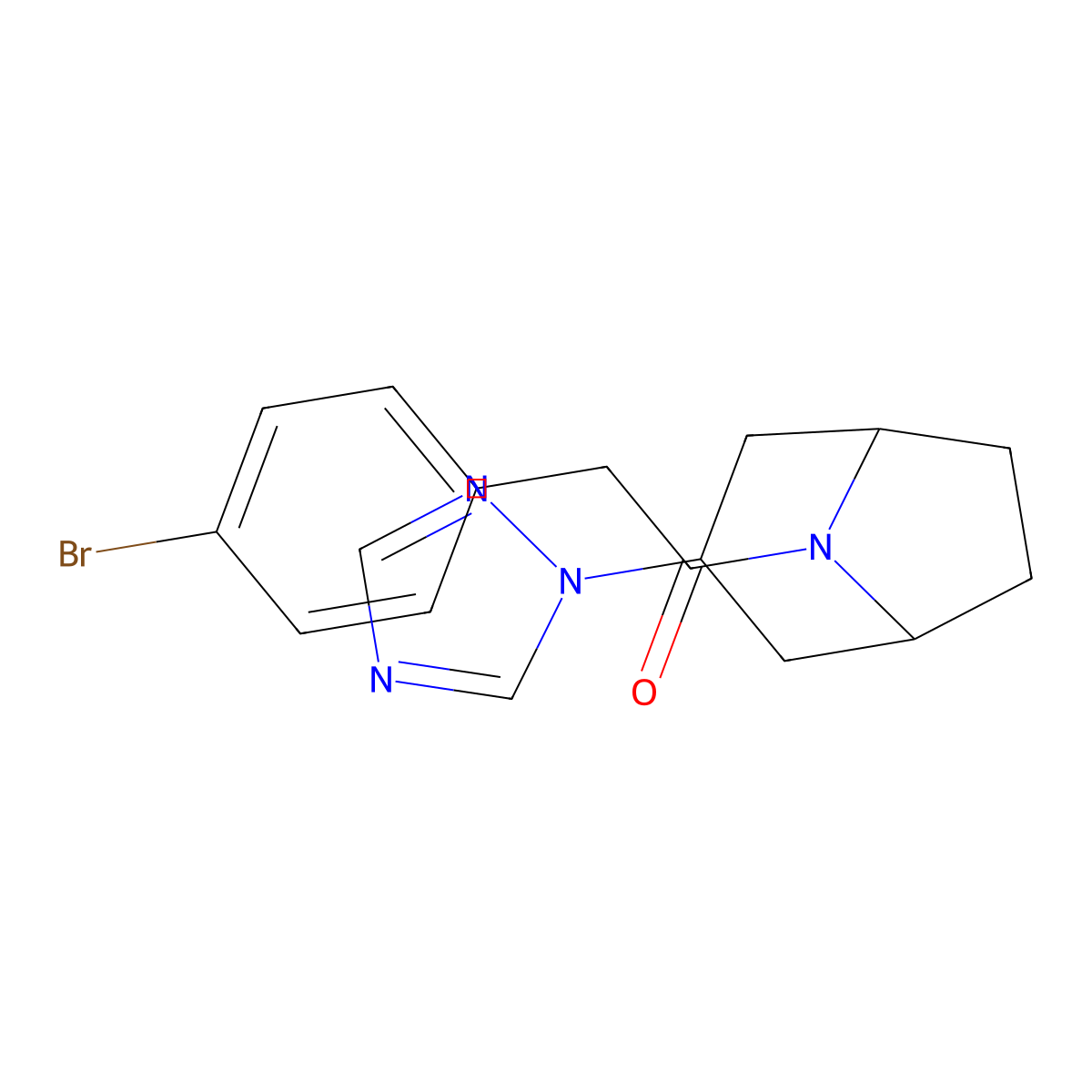2-(4-bromophenyl)-1-[3-(1H-1,2,4-triazol-1-yl)-8-azabicyclo[3.2.1]octan-8-yl]ethan-1-one molecular structure, CAS 2310155-29-2