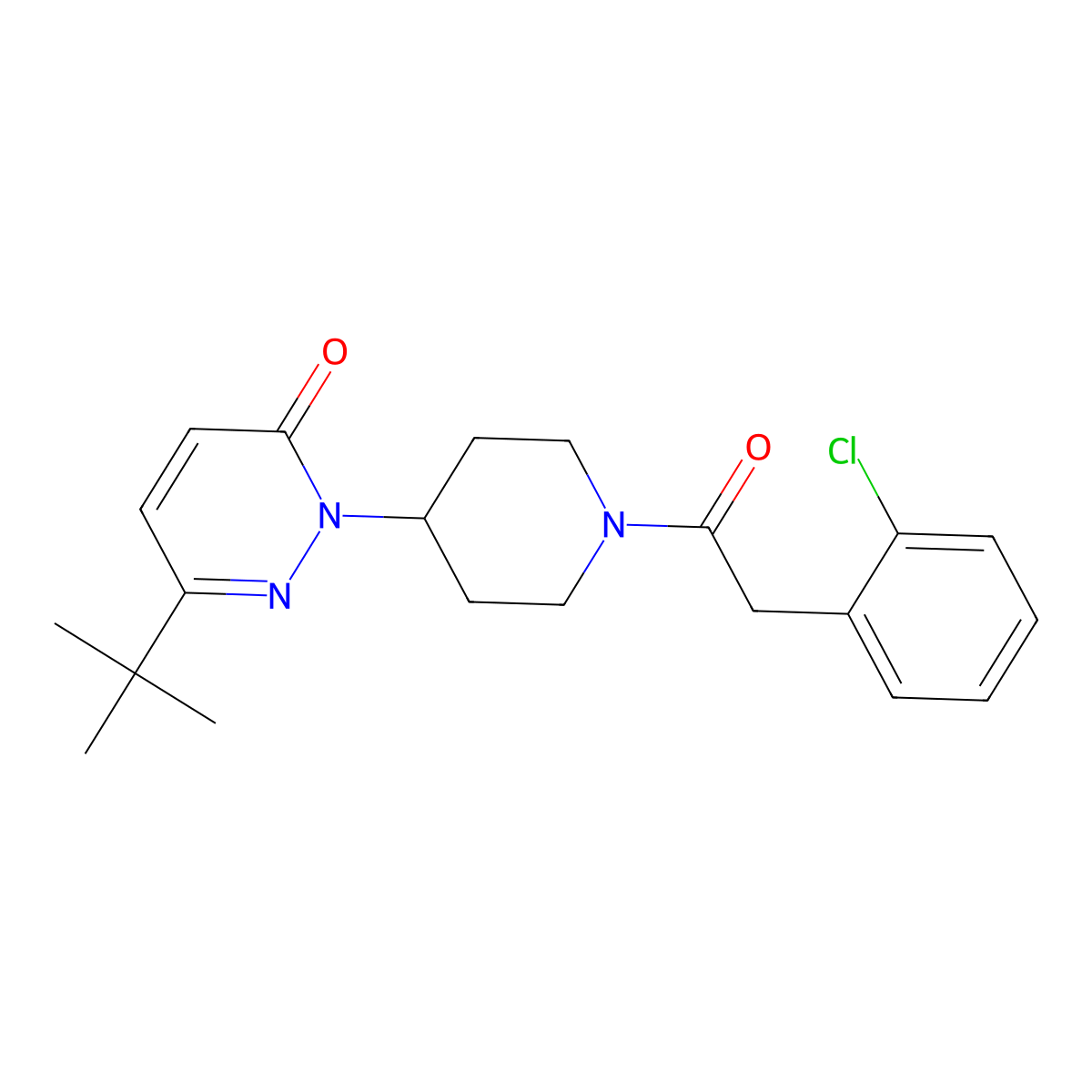 6-Tert-butyl-2-{1-[2-(2-chlorophenyl)acetyl]piperidin-4-yl}-2,3-dihydropyridazin-3-one molecular structure, CAS 2310155-63-4