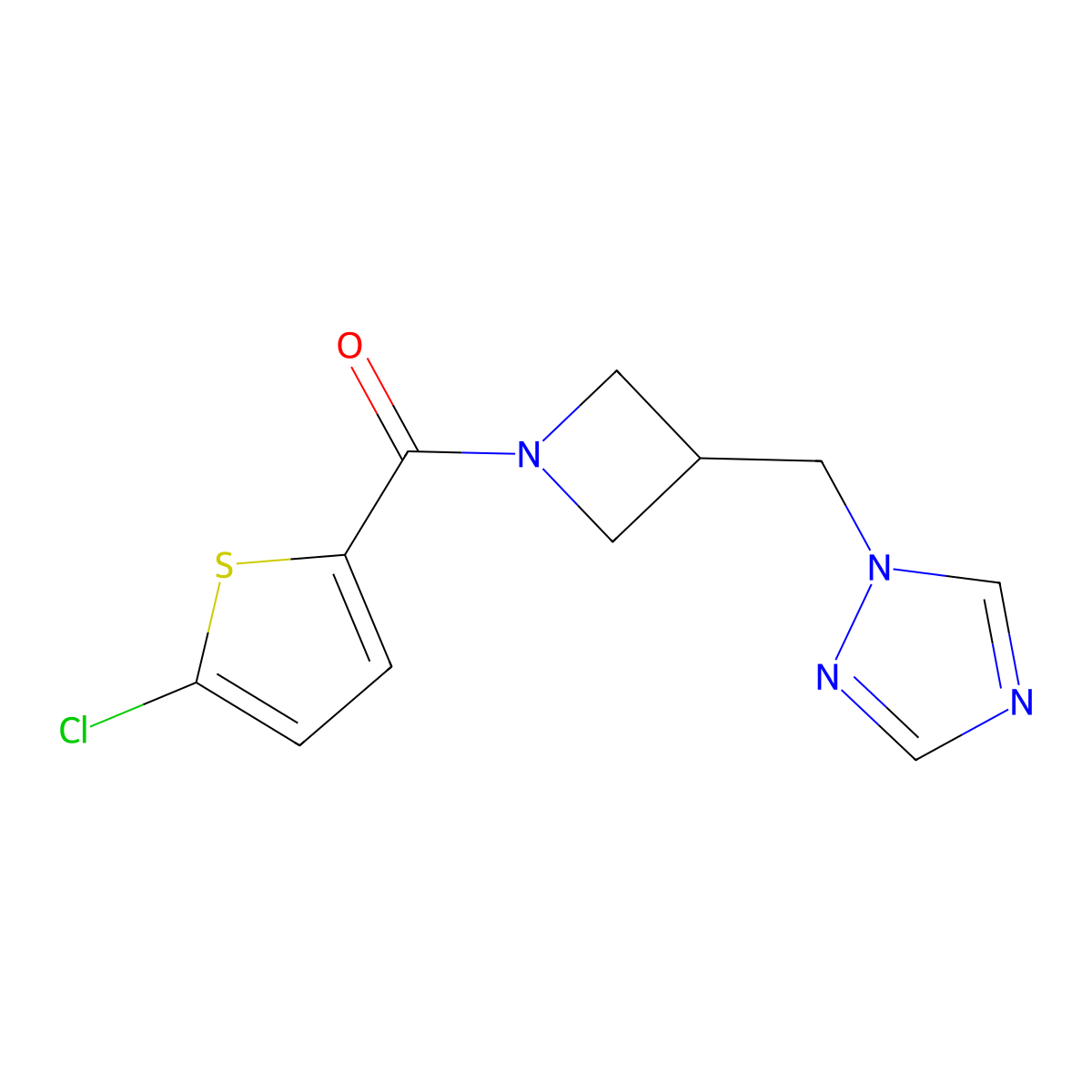 1-{[1-(5-chlorothiophene-2-carbonyl)azetidin-3-yl]methyl}-1H-1,2,4-triazole molecular structure, CAS 2310155-65-6