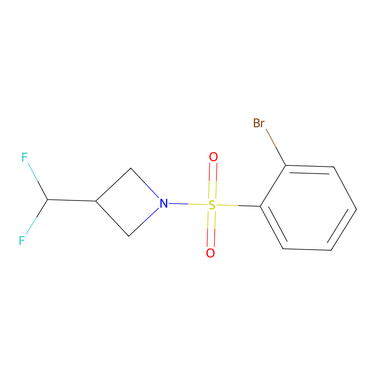 1-((2-Bromophenyl)sulfonyl)-3-(difluoromethyl)azetidine molecular structure, CAS 2310155-75-8