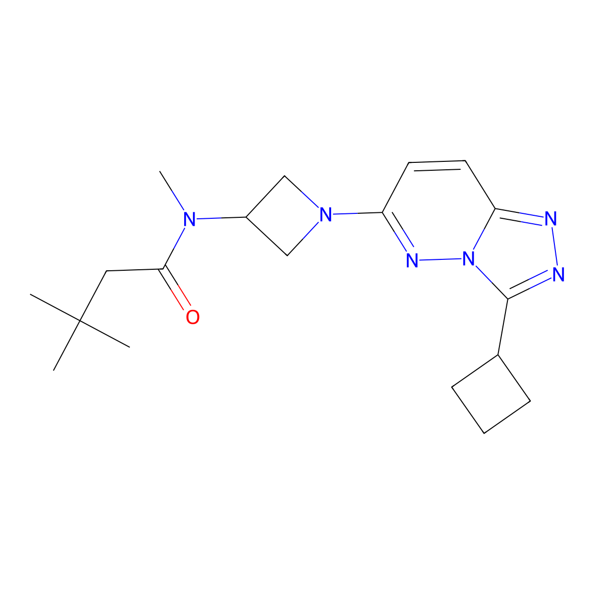 N-(1-{3-cyclobutyl-[1,2,4]triazolo[4,3-b]pyridazin-6-yl}azetidin-3-yl)-N,3,3-trimethylbutanamide molecular structure, CAS 2310155-79-2