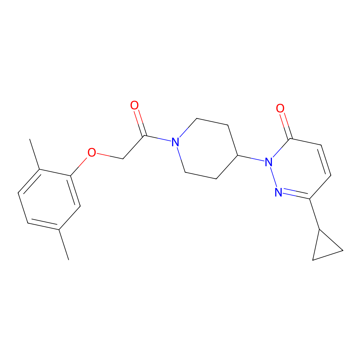 6-Cyclopropyl-2-{1-[2-(2,5-dimethylphenoxy)acetyl]piperidin-4-yl}-2,3-dihydropyridazin-3-one molecular structure, CAS 2310155-84-9