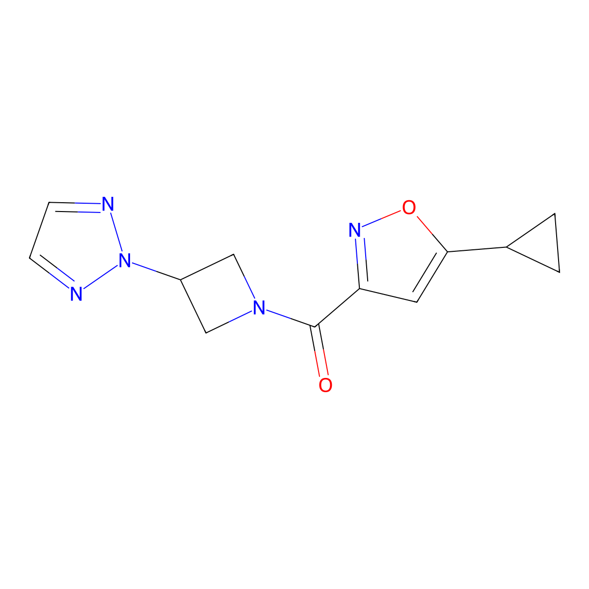 2-[1-(5-cyclopropyl-1,2-oxazole-3-carbonyl)azetidin-3-yl]-2H-1,2,3-triazole molecular structure, CAS 2310155-86-1