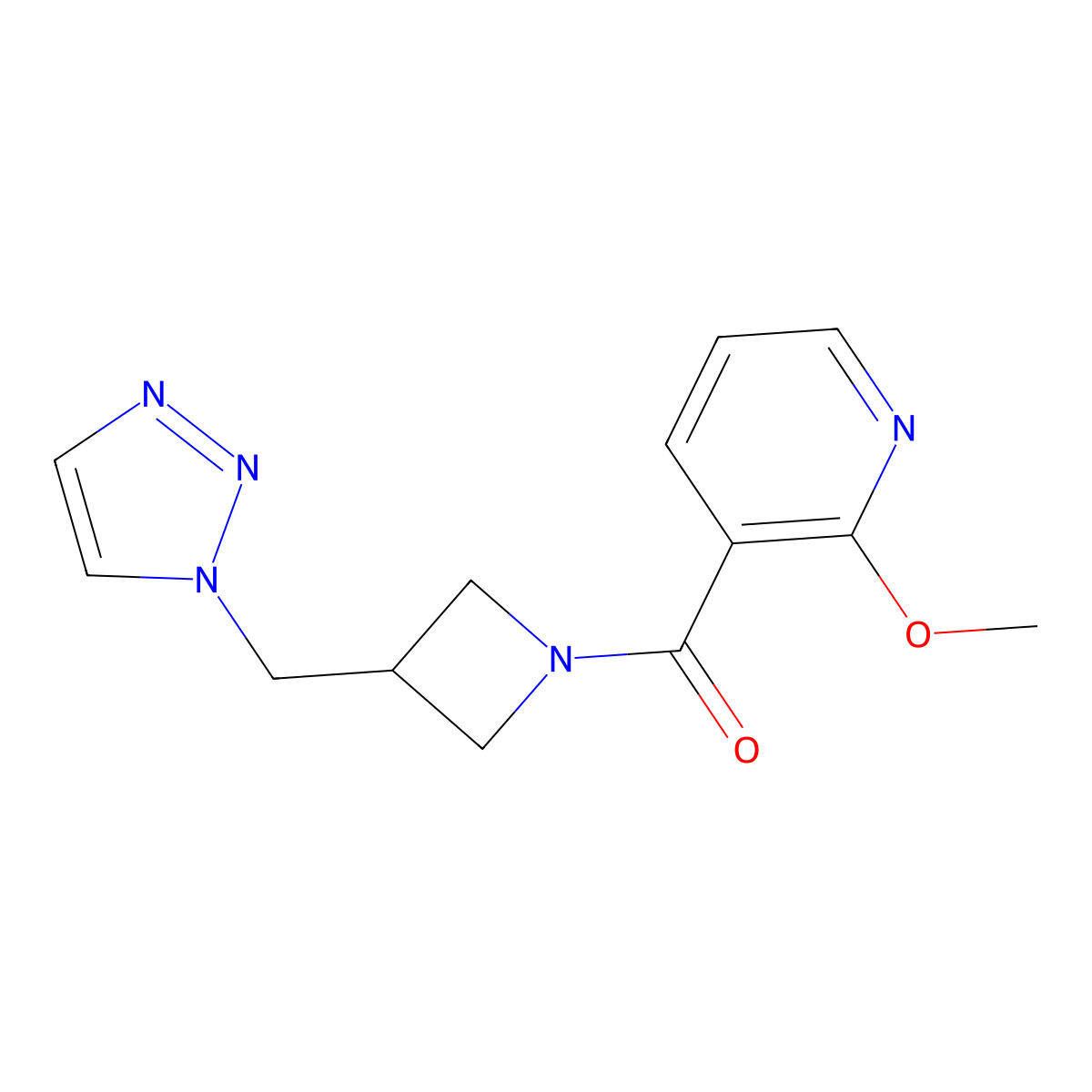 2-methoxy-3-{3-[(1H-1,2,3-triazol-1-yl)methyl]azetidine-1-carbonyl}pyridine molecular structure, CAS 2310156-12-6