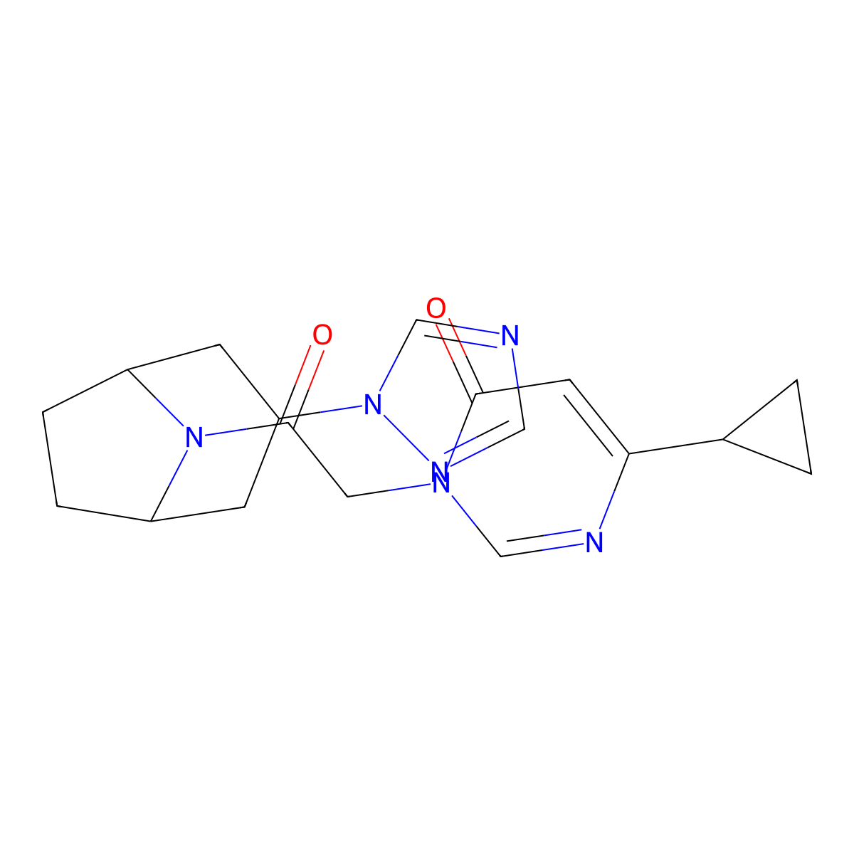 3-(2-((1R,5S)-3-(1H-1,2,4-triazol-1-yl)-8-azabicyclo[3.2.1]octan-8-yl)-2-oxoethyl)-6-cyclopropylpyrimidin-4(3H)-one molecular structure, CAS 2310156-17-1