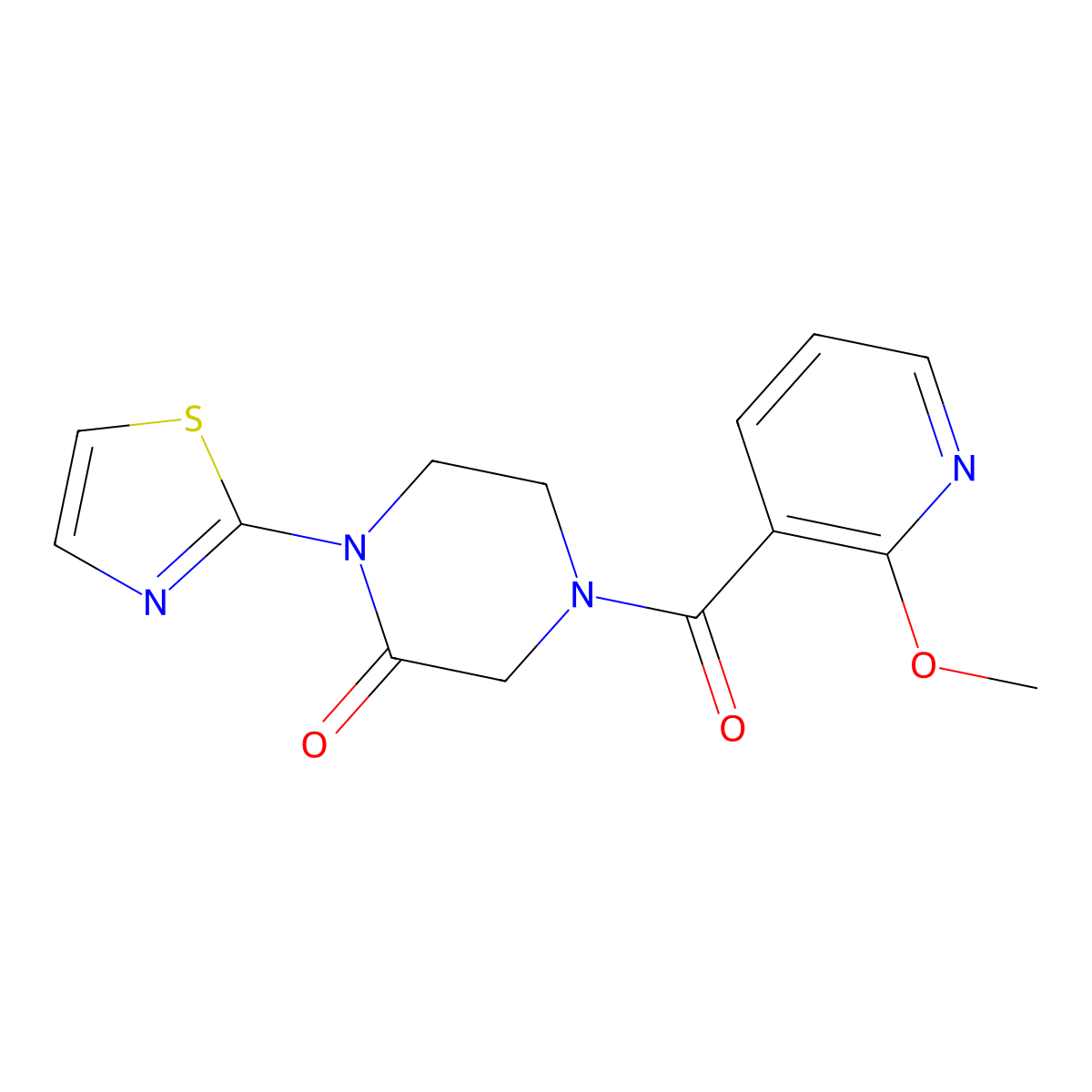 4-(2-Methoxypyridine-3-carbonyl)-1-(1,3-thiazol-2-yl)piperazin-2-one molecular structure, CAS 2310156-19-3