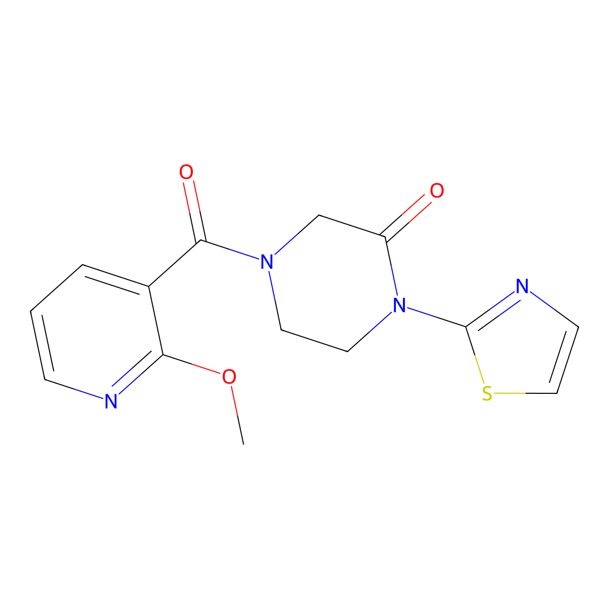 4-(2-Methoxypyridine-3-carbonyl)-1-(1,3-thiazol-2-yl)piperazin-2-one molecular structure, CAS 2310156-19-3