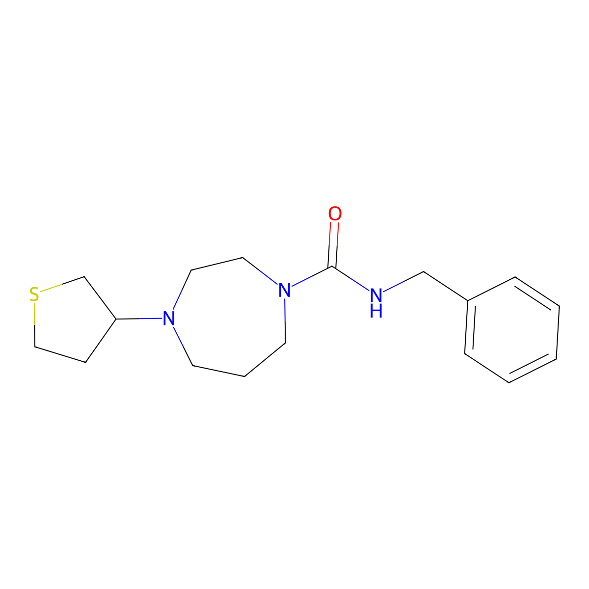 N-benzyl-4-(thiolan-3-yl)-1,4-diazepane-1-carboxamide molecular structure, CAS 2310156-22-8