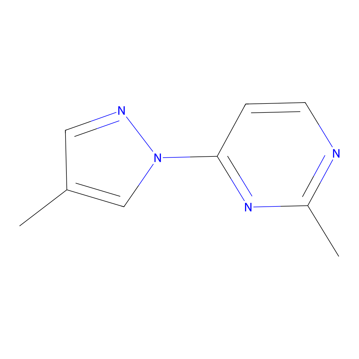 2-methyl-4-(4-methyl-1H-pyrazol-1-yl)pyrimidine molecular structure, CAS 2310156-36-4