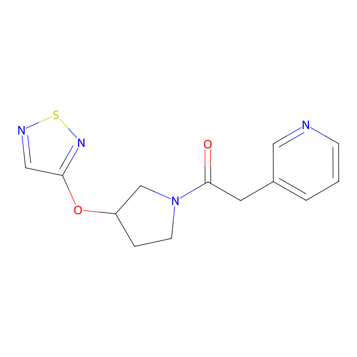 2-(Pyridin-3-yl)-1-[3-(1,2,5-thiadiazol-3-yloxy)pyrrolidin-1-yl]ethan-1-one molecular structure, CAS 2310156-42-2
