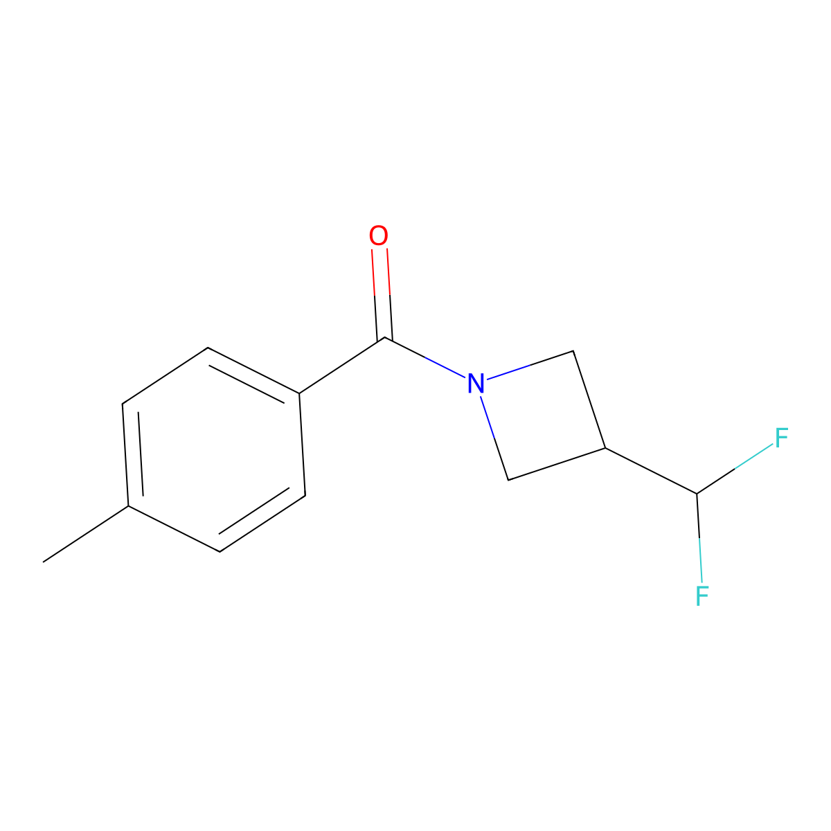 (3-(Difluoromethyl)azetidin-1-yl)(p-tolyl)methanone molecular structure, CAS 2310156-57-9