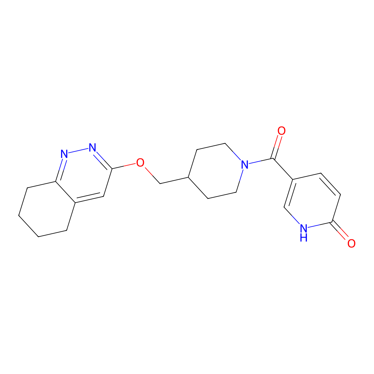 5-{4-[(5,6,7,8-Tetrahydrocinnolin-3-yloxy)methyl]piperidine-1-carbonyl}-1,2-dihydropyridin-2-one molecular structure, CAS 2310156-65-9