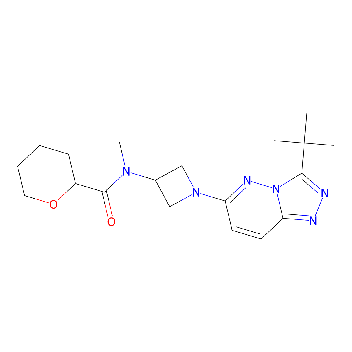 N-(1-{3-tert-butyl-[1,2,4]triazolo[4,3-b]pyridazin-6-yl}azetidin-3-yl)-N-methyloxane-2-carboxamide molecular structure, CAS 2310156-73-9