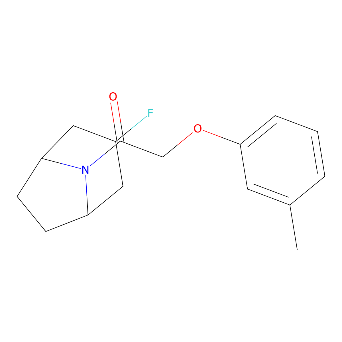 1-{3-Fluoro-8-azabicyclo[3.2.1]octan-8-yl}-2-(3-methylphenoxy)ethan-1-one molecular structure, CAS 2310156-87-5