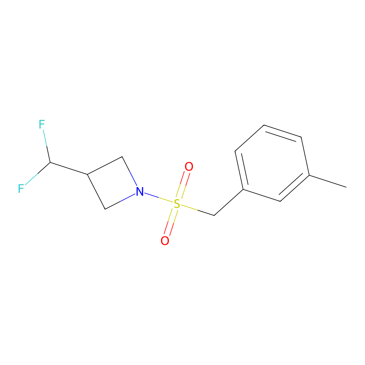 3-(Difluoromethyl)-1-((3-methylbenzyl)sulfonyl)azetidine molecular structure, CAS 2310156-93-3