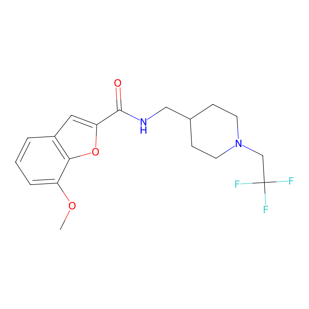 7-methoxy-N-{[1-(2,2,2-trifluoroethyl)piperidin-4-yl]methyl}-1-benzofuran-2-carboxamide molecular structure, CAS 2310156-99-9
