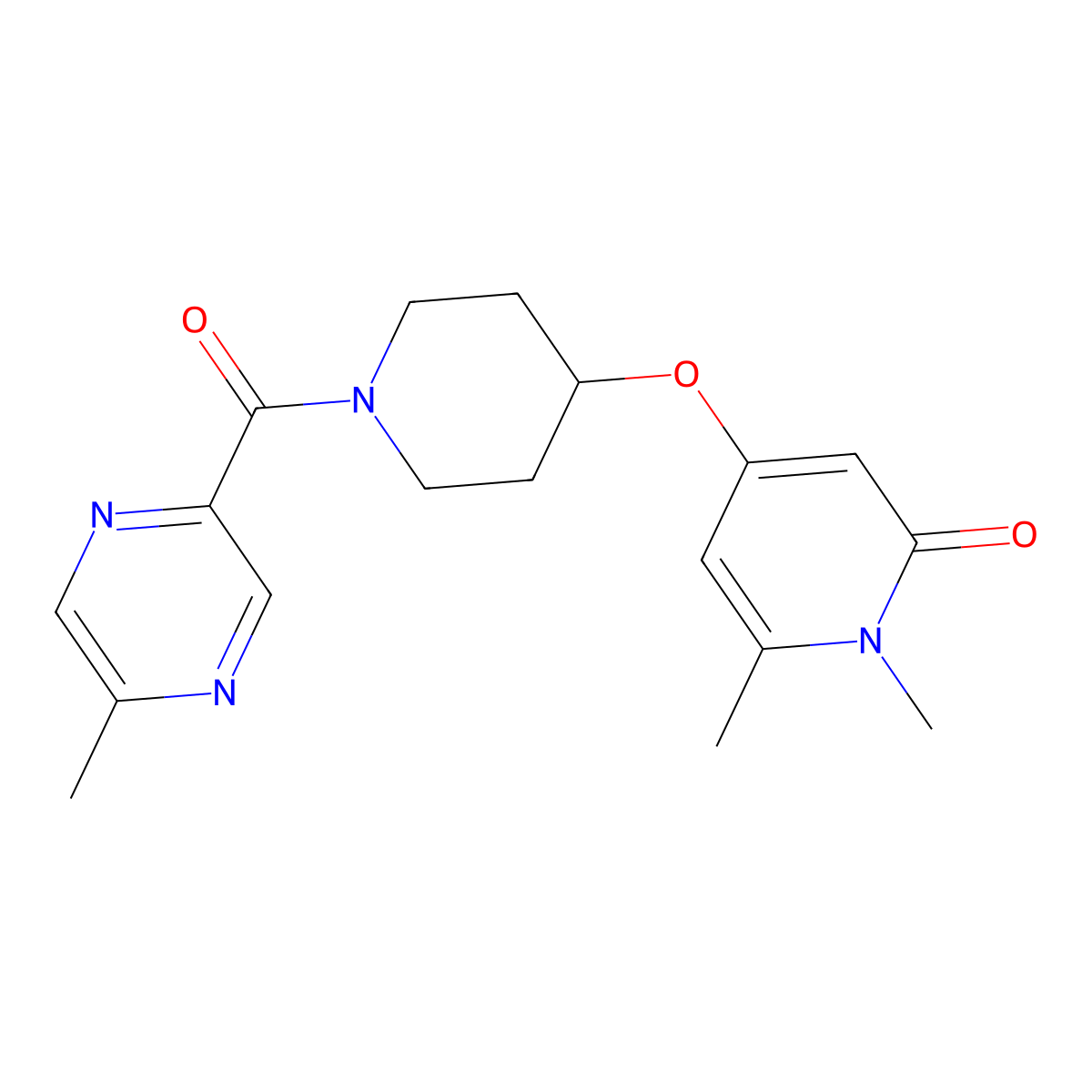 1,6-dimethyl-4-((1-(5-methylpyrazine-2-carbonyl)piperidin-4-yl)oxy)pyridin-2(1H)-one molecular structure, CAS 2310157-06-1