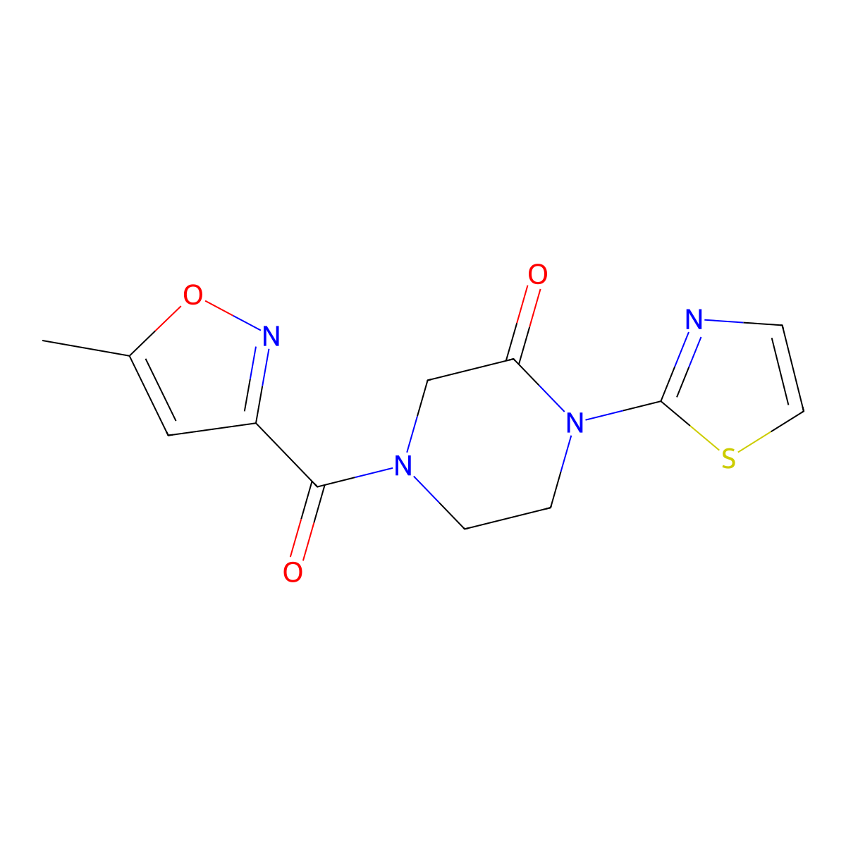 4-(5-Methyl-1,2-oxazole-3-carbonyl)-1-(1,3-thiazol-2-yl)piperazin-2-one molecular structure, CAS 2310157-16-3