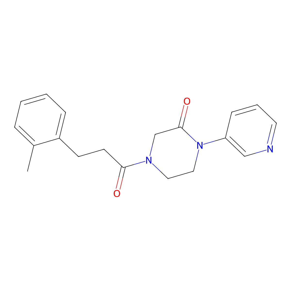 4-[3-(2-Methylphenyl)propanoyl]-1-(pyridin-3-yl)piperazin-2-one molecular structure, CAS 2310157-17-4