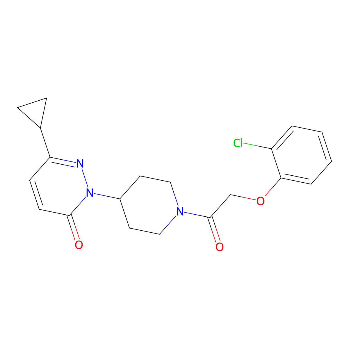 2-{1-[2-(2-Chlorophenoxy)acetyl]piperidin-4-yl}-6-cyclopropyl-2,3-dihydropyridazin-3-one molecular structure, CAS 2310157-33-4