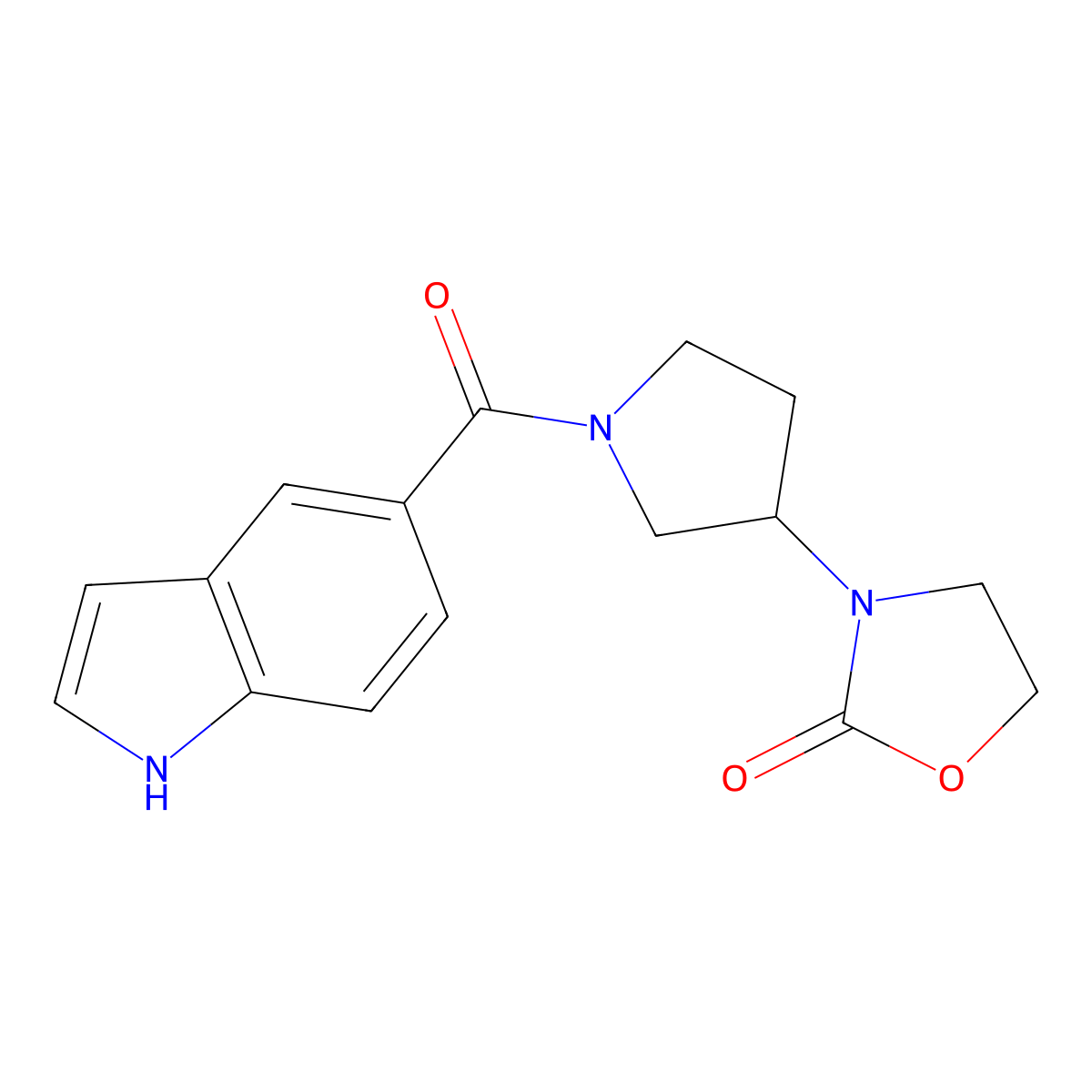 3-[1-(1H-indole-5-carbonyl)pyrrolidin-3-yl]-1,3-oxazolidin-2-one molecular structure, CAS 2310157-35-6