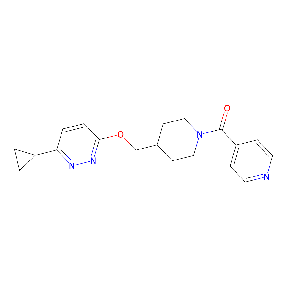3-Cyclopropyl-6-{[1-(pyridine-4-carbonyl)piperidin-4-yl]methoxy}pyridazine molecular structure, CAS 2310157-40-3