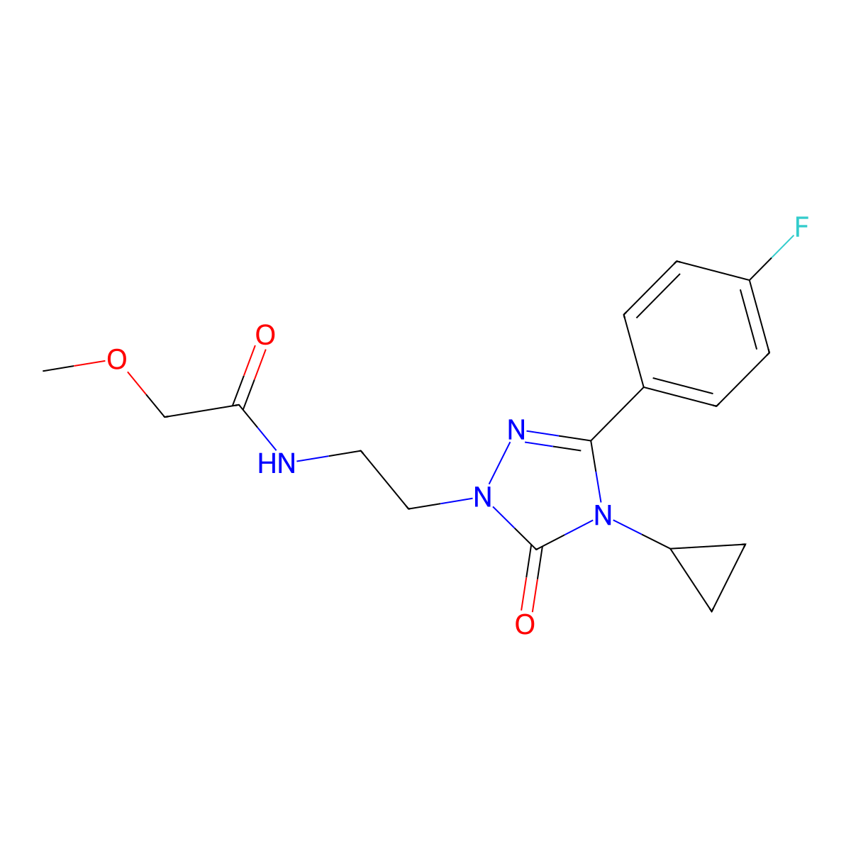 N-{2-[4-cyclopropyl-3-(4-fluorophenyl)-5-oxo-4,5-dihydro-1H-1,2,4-triazol-1-yl]ethyl}-2-methoxyacetamide molecular structure, CAS 2310157-59-4