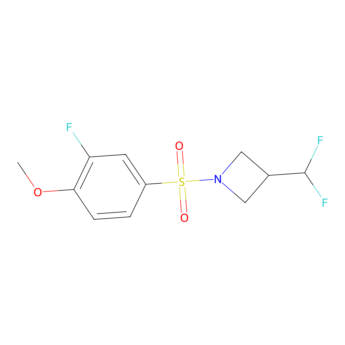3-(Difluoromethyl)-1-(3-fluoro-4-methoxybenzenesulfonyl)azetidine molecular structure, CAS 2310157-70-9